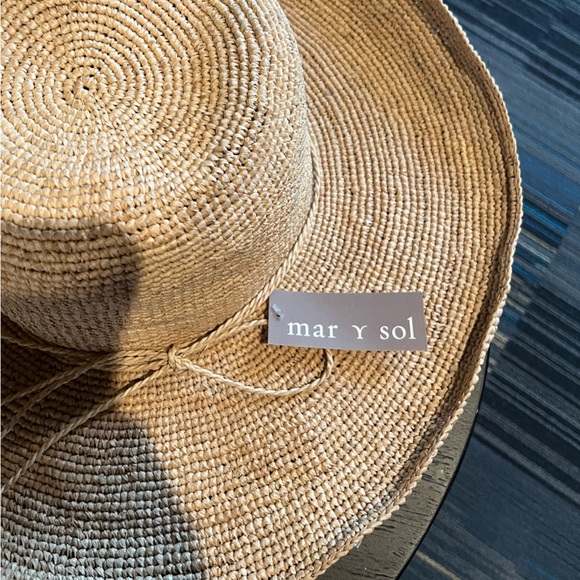 NWT Mar y Sol Grace Raffia Crocheted Sun Hat Sand Brown Tan - Picture 7 of 8